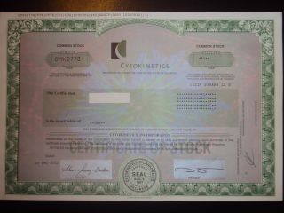 Cytokinetics Inc.  Stock Certificate photo