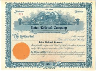 Union Railroad Company Stock Certificate York photo