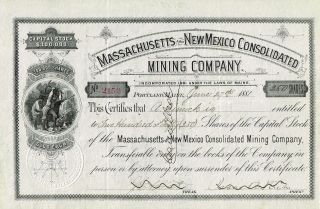 Usa Massachusetts & Mexico Mining Company Stock Certificate 1881 photo