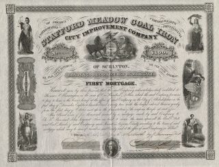 Usa Stafford Meadow Coal Iron Company Stock Certificate 1858 photo