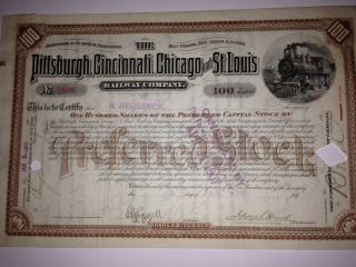 Rare 1905 Pittsburgh Cincinnati Chicago & St Louis Authentic Stock Certificate photo