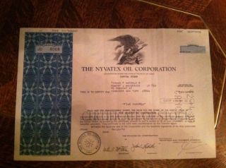 Nyvatex Oil Stock Certificate 1979 Vignette Scripophily photo