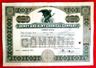 Dewey And Almy Chemical Company Boston Incorporation Stock Certificate 1945 T2u photo