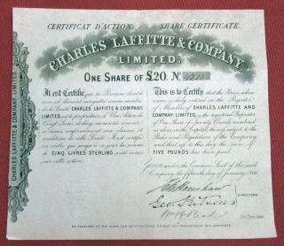 Charles Laffitte And Company Share Certificate U photo