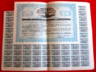 Compania Salitrera De Tarapacromana Y Antufagasta Chile Stock Certificate 1935 U photo