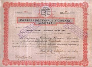 Peru 1943 Company Theaters Cinemas Teatros 33+ Shares Uncancelled photo