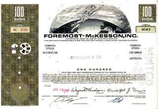 Foremost - Mckesson Md 1967 Stock Certificate photo