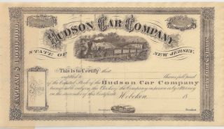 Hudson Car Company. . . . . . .  Unissued 19th Century Stock Certificate photo
