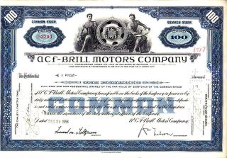 Acf - Brill Motors Company 1955 Stock Certificate photo