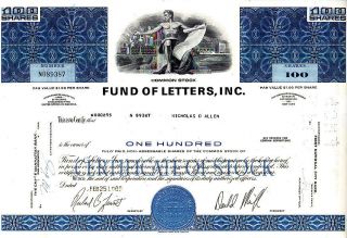Fund Of Letters 1969 Stock Certificate photo