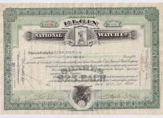 Elgin National Watch Co. . . . . . . .  1923 Stock Certificate photo