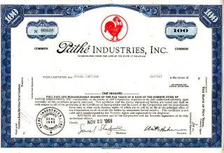 Pathe Industries,  Inc.  1968 Stock Certificate photo