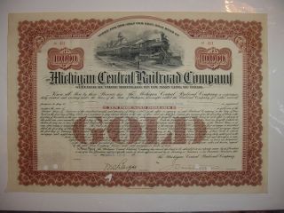 $10,  000 Michigan Central Railroad Company Bond Stock Certificate 1918 photo
