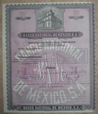 Mexico Banco Nacional De Mexico 5x$50 Bond Share 1965 +coupons Umbrella photo