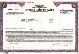 Interco Incorporated 1990 Stock Certificate Adr photo