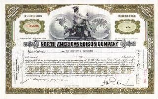 North American Edison Company Stock Certificate photo
