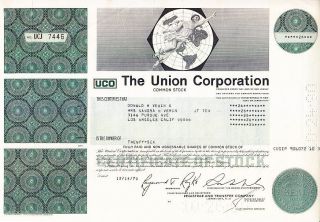 Union Corporation Nj 1979 Stock Certificate photo