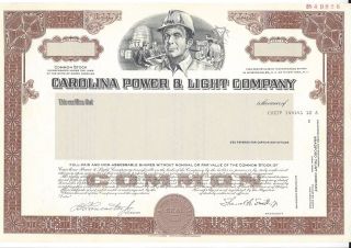Carolina Power & Light Company. . . . . .  Specimen Stock Certificate photo
