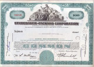 Studebaker - Packard Corporation Stock Certificate Automobile S - P Car Motor Auto photo