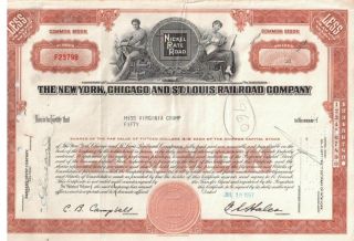The York,  Chicago And St.  Louis Railroad Company Stock Certificate F23799 photo