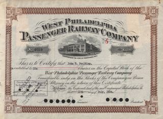 Usa West Philadelphia Passenger Railway Company Stock Certificate photo