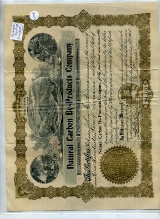 Natural Carbon Company Freeport Illinois 1904 Stock Certificate photo