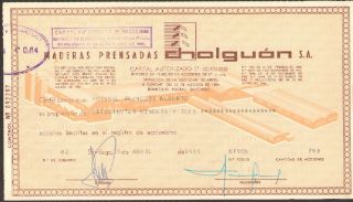 Chile 1969 Stocks Maderas Prensadas Cholguan S.  A.  67906 photo