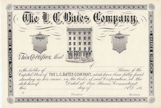 The L.  C.  Bates Company. . . .  1890 ' S Unissued Stock Certificate photo