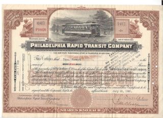 Philadelphia Rapid Transit Company. . . . .  1920 Stock Certificate photo