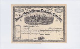Old Railroad Stock Certificate - Omaha And South Western Rail Road Co. photo
