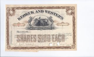 Old Railroad Stock Certificate - Keokuk And Western Railroad - Signed photo