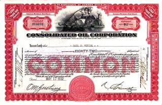 Consolidated Oil Corporation Ny 1932 Stock Certificate photo