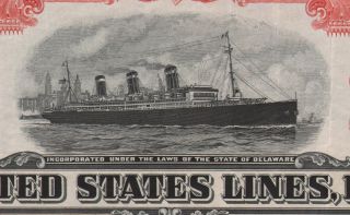 Usa United States Lines Stock Certificate 1930. . . . .  Older Version photo