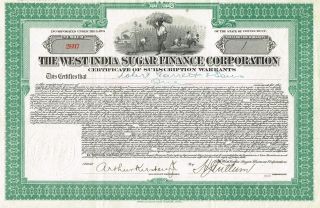 West India Sugar Finance Corporation Stock Certificate 1919 photo