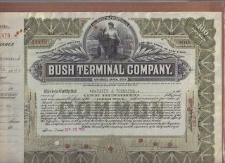Bush Terminal Company,  N.  Y.  Stock Certificate,  1932 photo