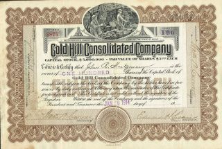 Usa Gold Hill Consolidated Company Stock Certificate 1914 photo
