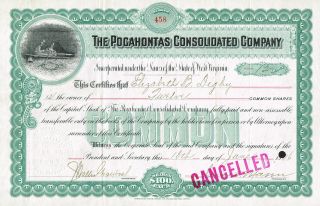 Usa Pocahontas Consolidated Company Stock Certificate 1906 photo