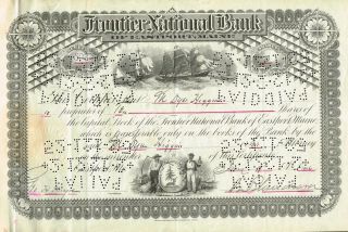 Usa Frontier National Bank Of Eastport Stock Certificate 1926 photo