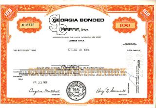 Georgia Bonded Fibers Inc.  Nj 1974 Stock Certificate photo