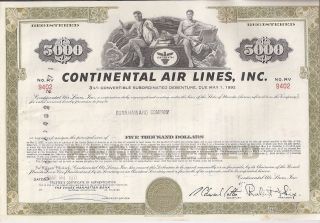 Continental Air Lines Inc. . . . .  Debenture Due May 1992 photo