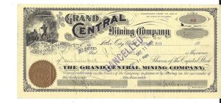 The Grand Central Mining Company. . . . . .  1909 Stock Certificate photo