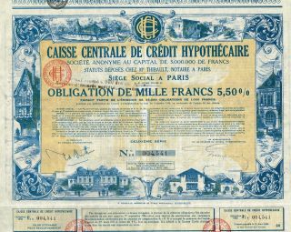 France Mortgage Fund Stock Certificate 1930 Paris photo