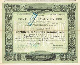 France Iron Bridgeworks Stock Certificate 1920 photo