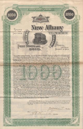 Usa Albany Railway Company Bond Stock Certificate 1893 photo