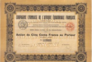 Africa 1923 Lyonnaise Co French Equatorial Africa 500 Fr Uncancelled Issue 2000 photo