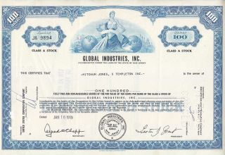 Broker Owned Stock Certificate - - Mitchum Jones Templeton photo