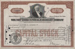 Railroad Stock Certificate York Central Railroad Company L556554 Dated 1951 photo