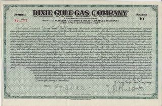 Dixie Gulf Gas Company Stock Warrant Certificate photo