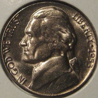 1953 Jefferson Nickel Coin Bu Ms Unc W10 photo