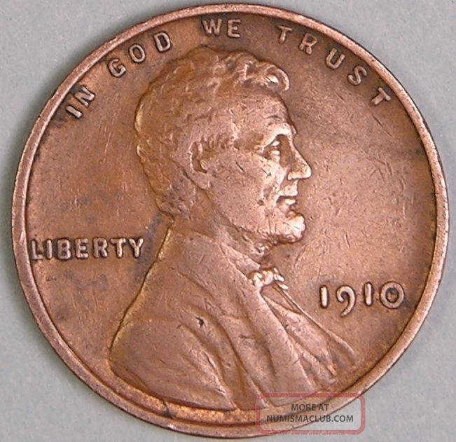 1910 P Lincoln Wheat Penny, Cent, Jd 210